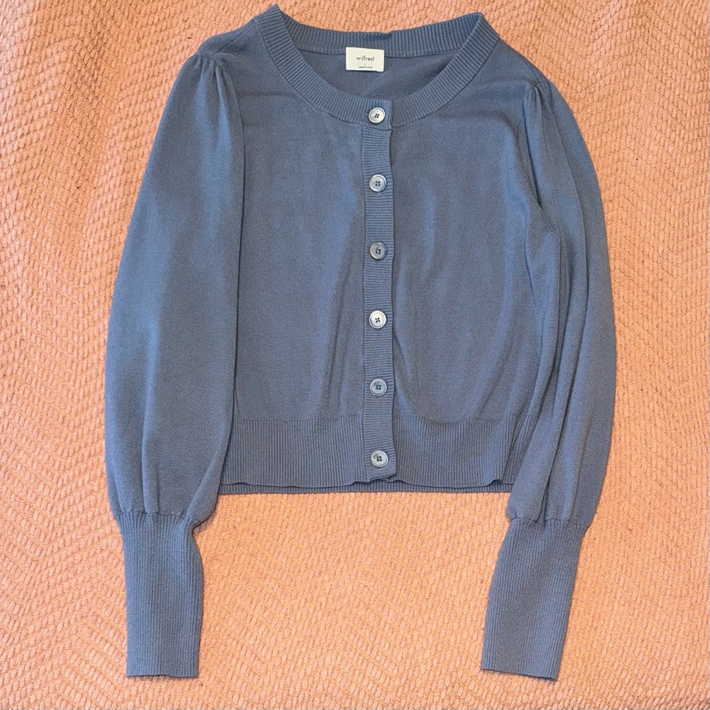 Large Wilfred/Aritzia Blue Cardigan